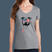Ladies V Neck Pit Bull 4th