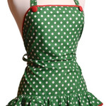 Green & White Ruffle Apron